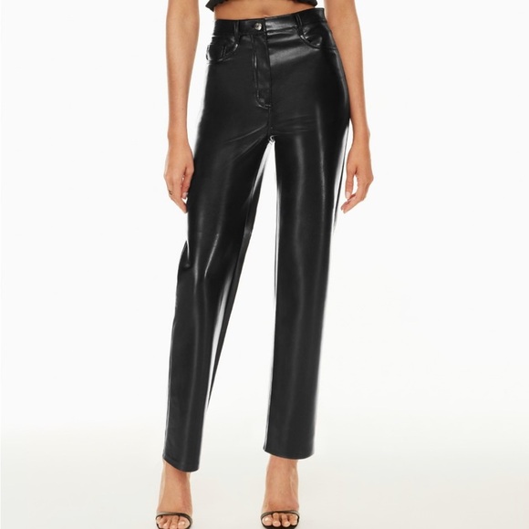 Aritzia The Melina Pant vegan leather black highrise straight-leg regular size 4 - Picture 5 of 8